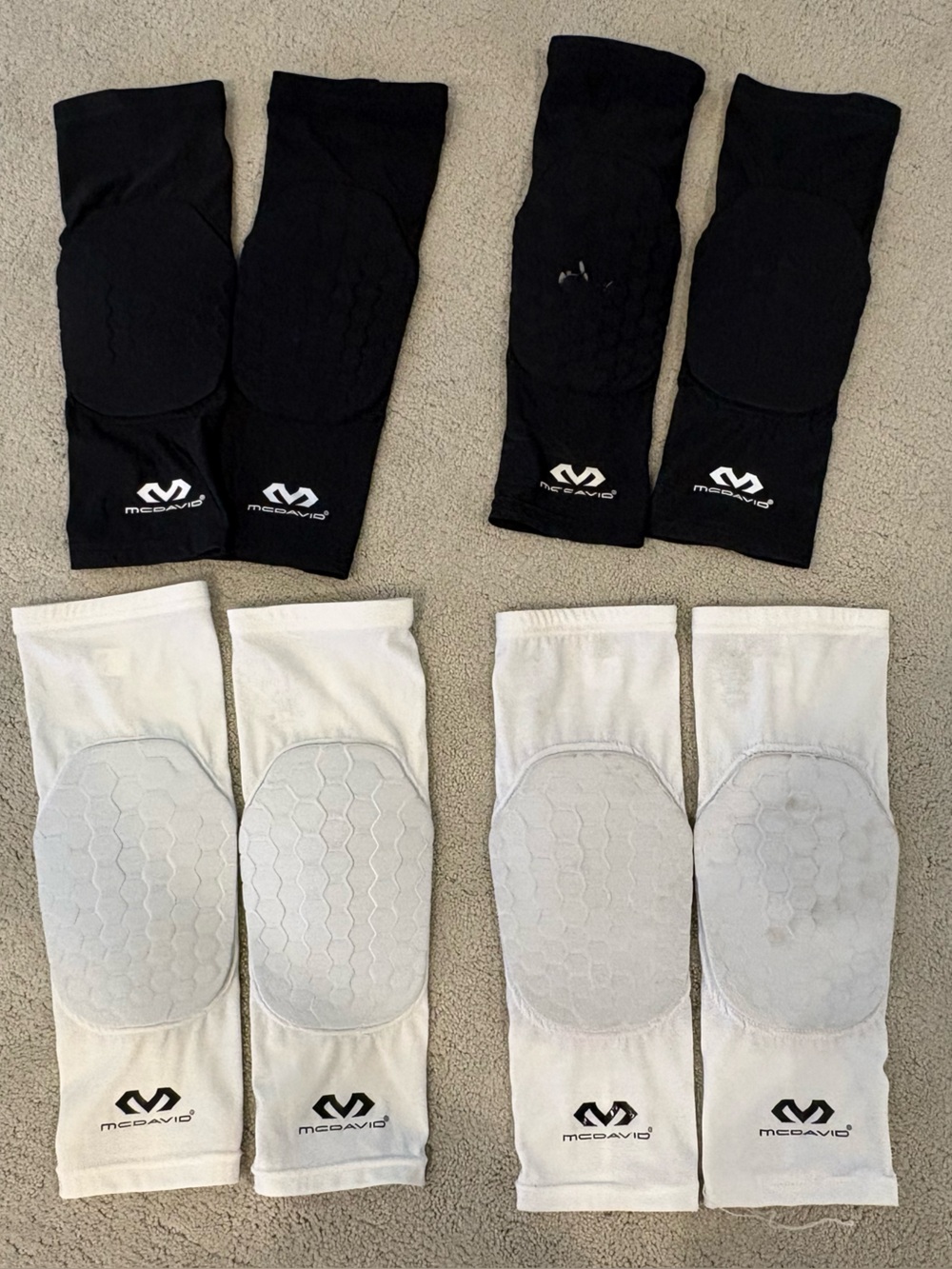 McDavid Hex Medium Basketball Volleyball Soccer Kneepads SET OF 4 White & Black
